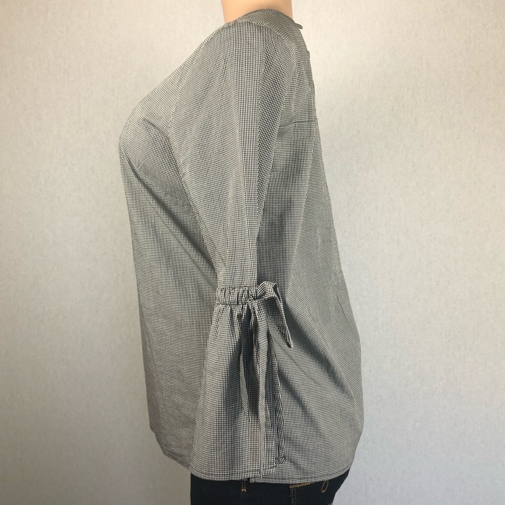 J. Crew Blouse Bell Sleeve Top Gingham Plaid - Picture 11 of 14